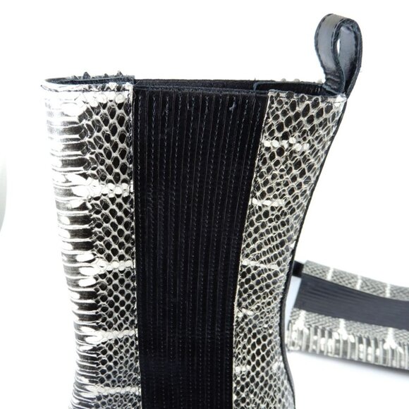 AEYDE Ari Mid Calf Boots Size 36 5.5 6 Black White Python Snake Leather NEW - Picture 11 of 13